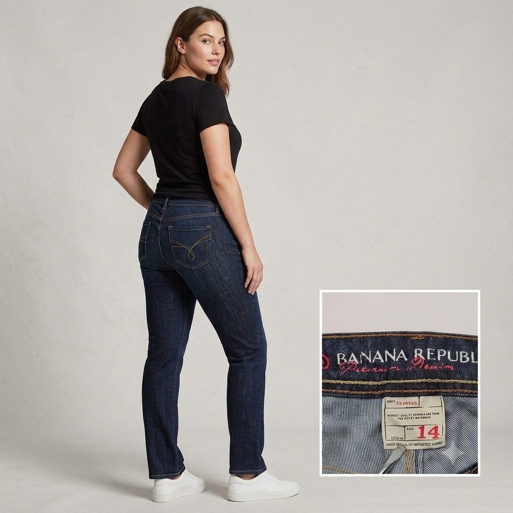Banana Republic Jeans Women 14 Dark Wash Straight Leg Premium Denim 465920-00-1